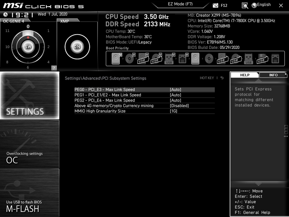 MSI Creator X299 Bios 11