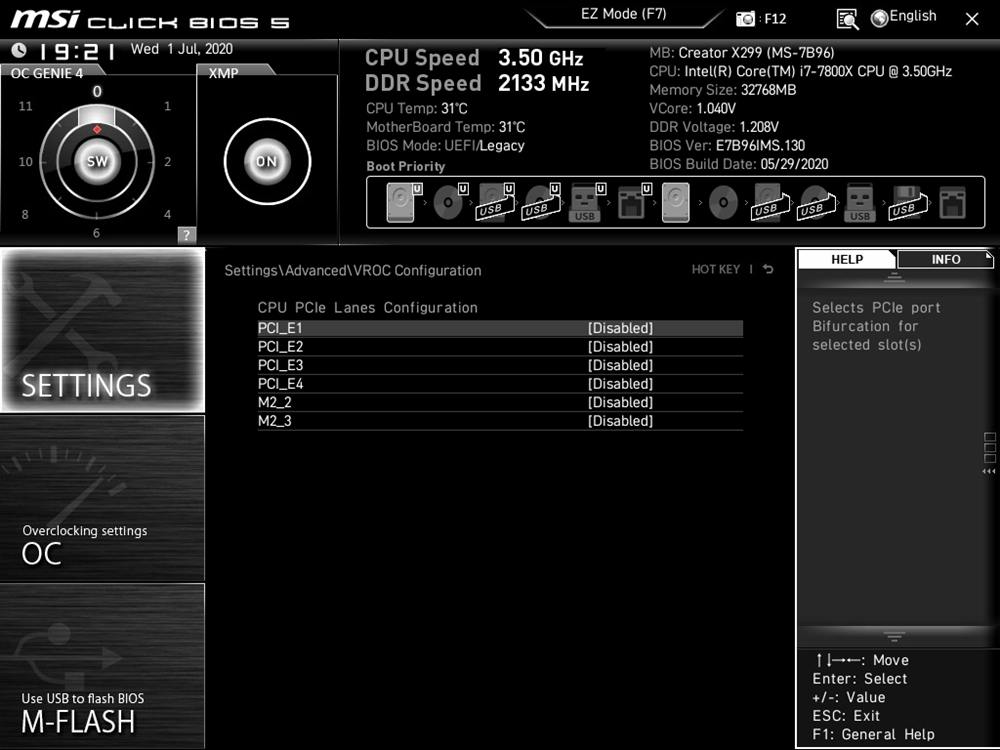 MSI Creator X299 Bios 12