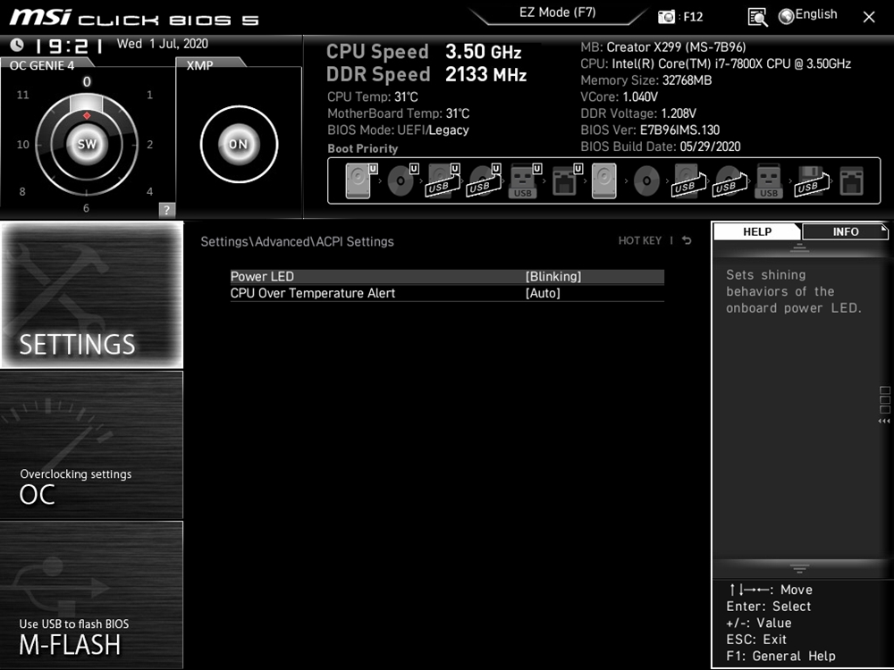 MSI Creator X299 Bios 13