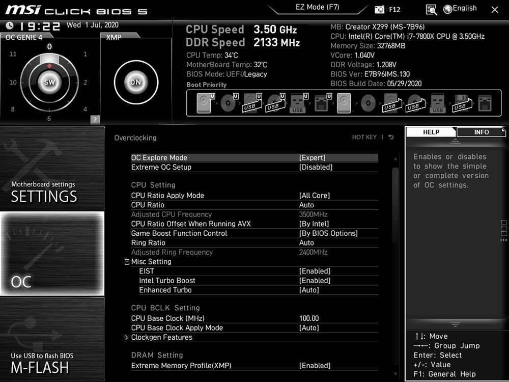 MSI Creator X299 Bios 23