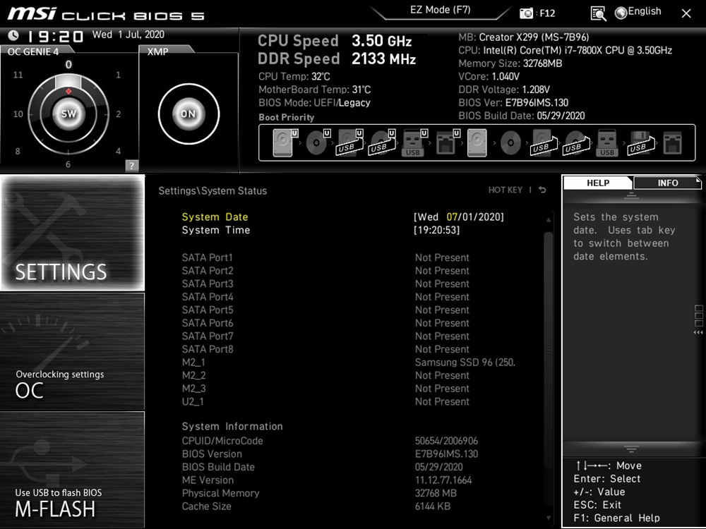 MSI Creator X299 Bios 9