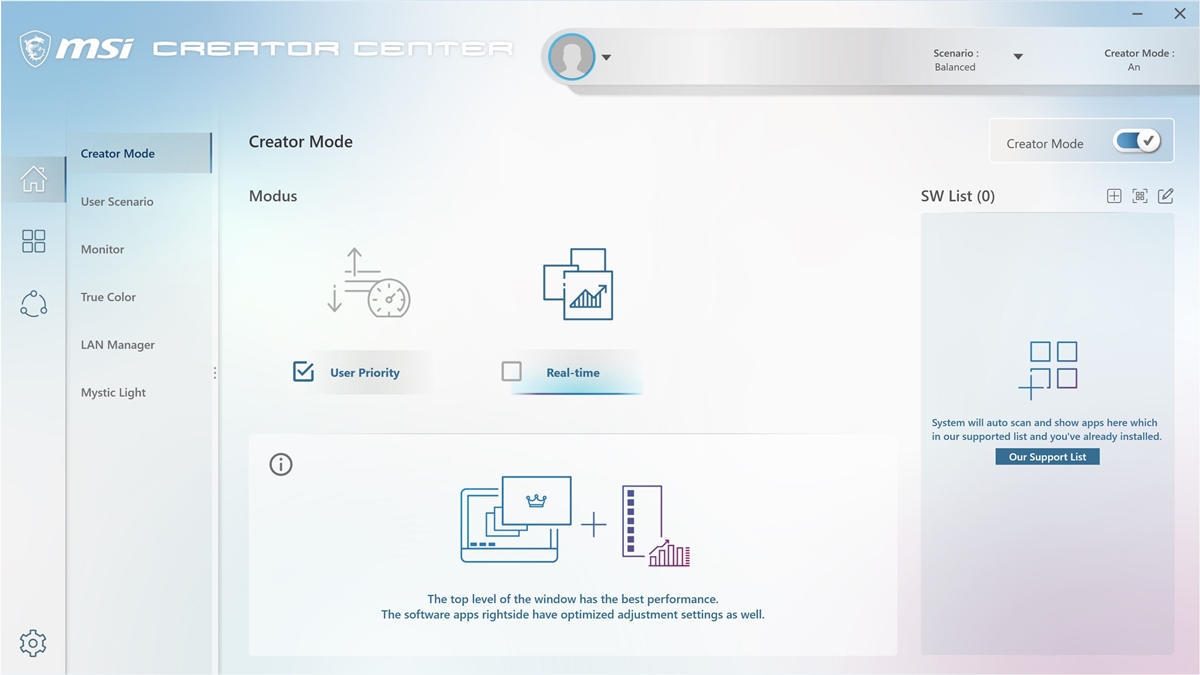 MSI Creator X299 Creator Center 3