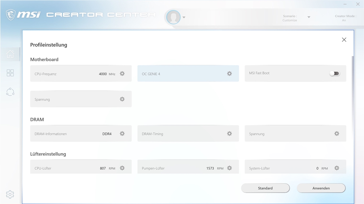 MSI Creator X299 Creator Center 5