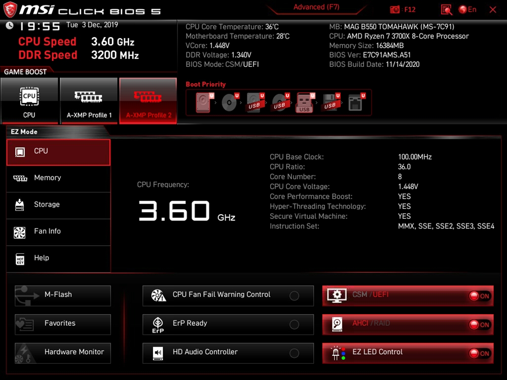 MSI MAG B550 Tomahawk Bios 1