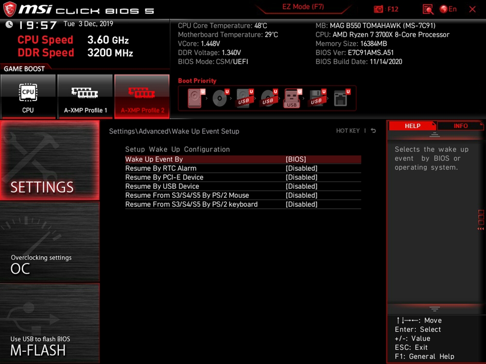 MSI MAG B550 Tomahawk Bios 16