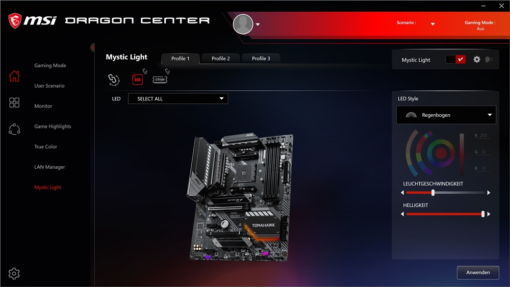 MSI MAG B550 Tomahawk Dragon Center 10