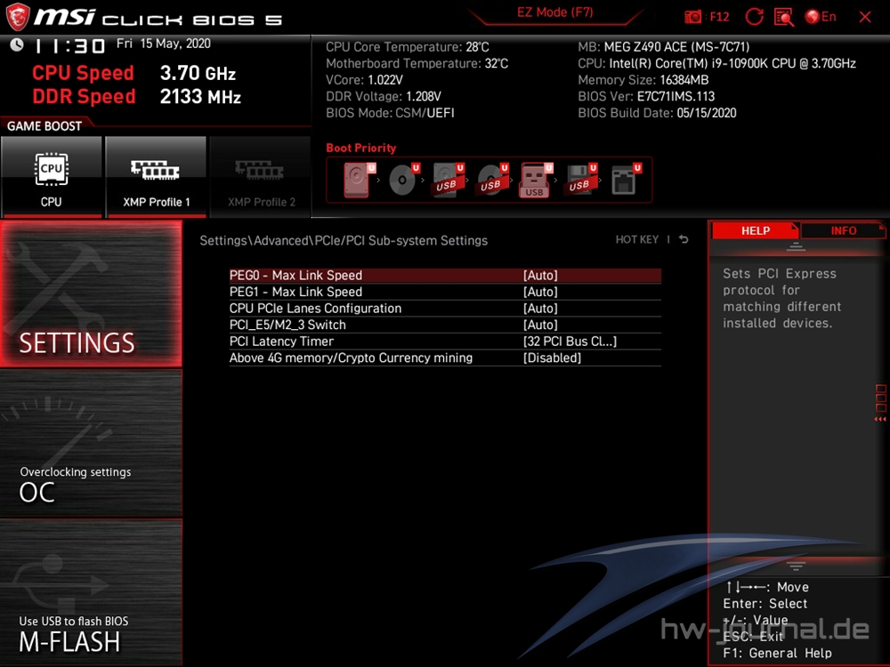 MSI MEG Z490 ACE Bios 10