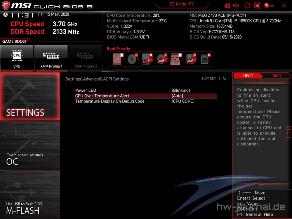 MSI MEG Z490 ACE Bios 13