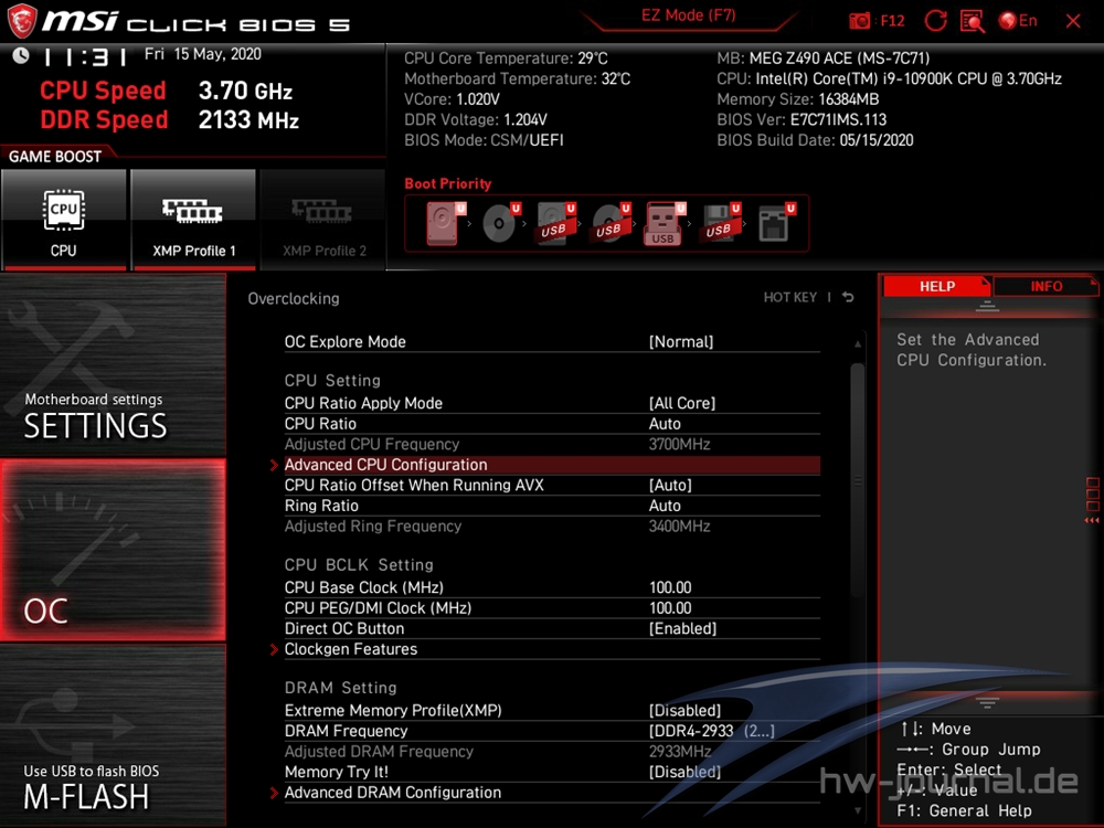 MSI MEG Z490 ACE Bios 21