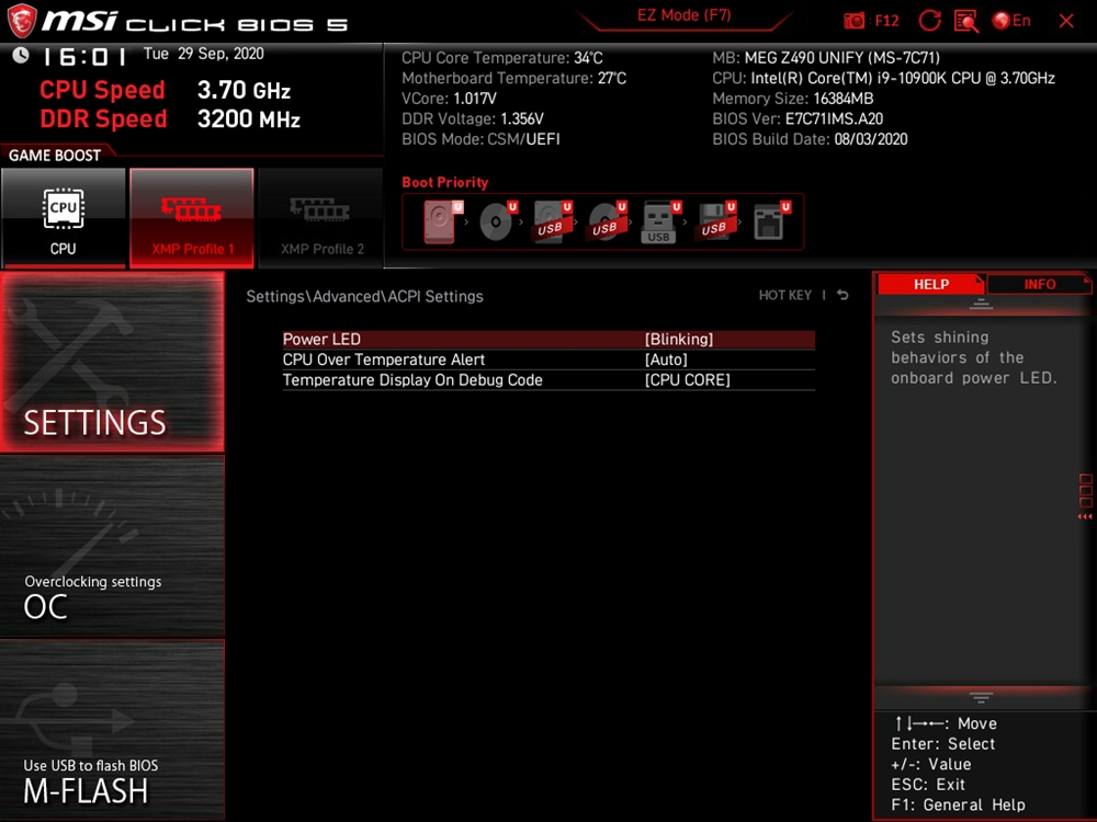 MSI MEG Z490 Unify BIOS 11