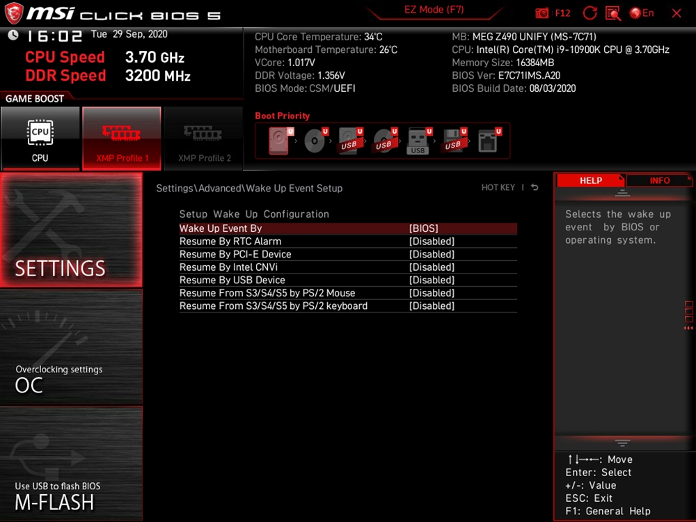 MSI MEG Z490 Unify BIOS 16