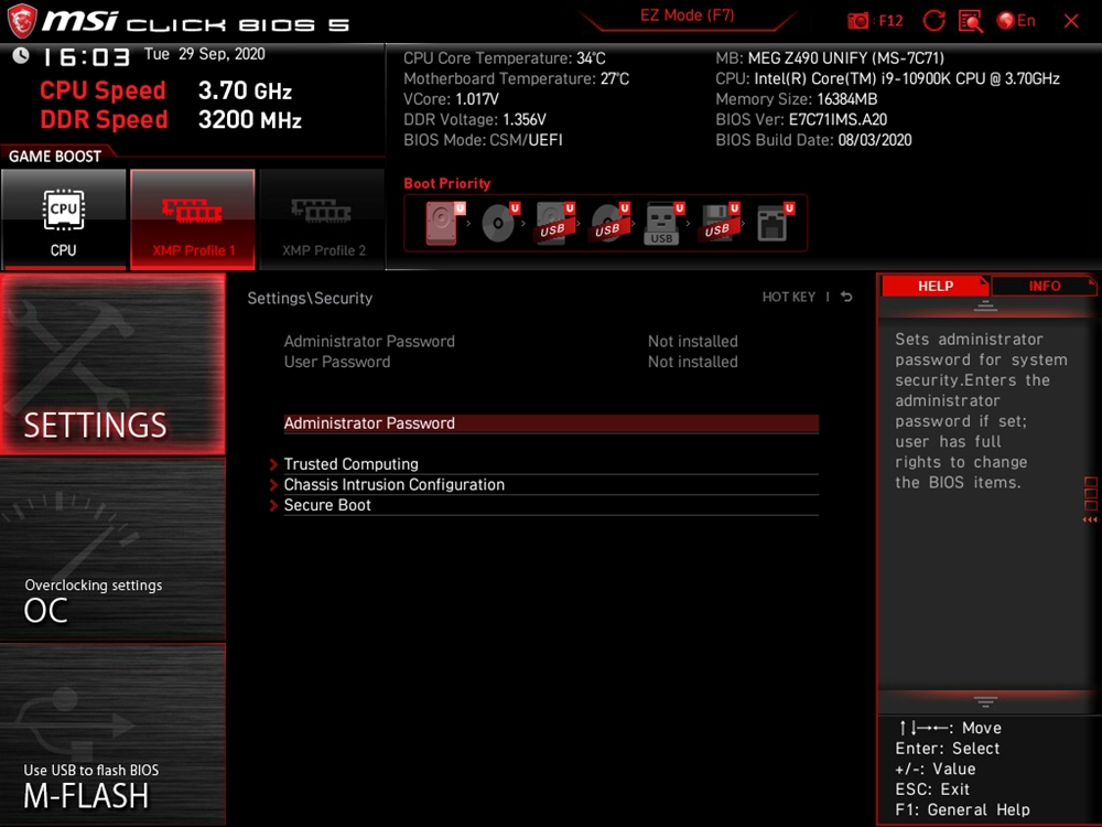 MSI MEG Z490 Unify BIOS 19