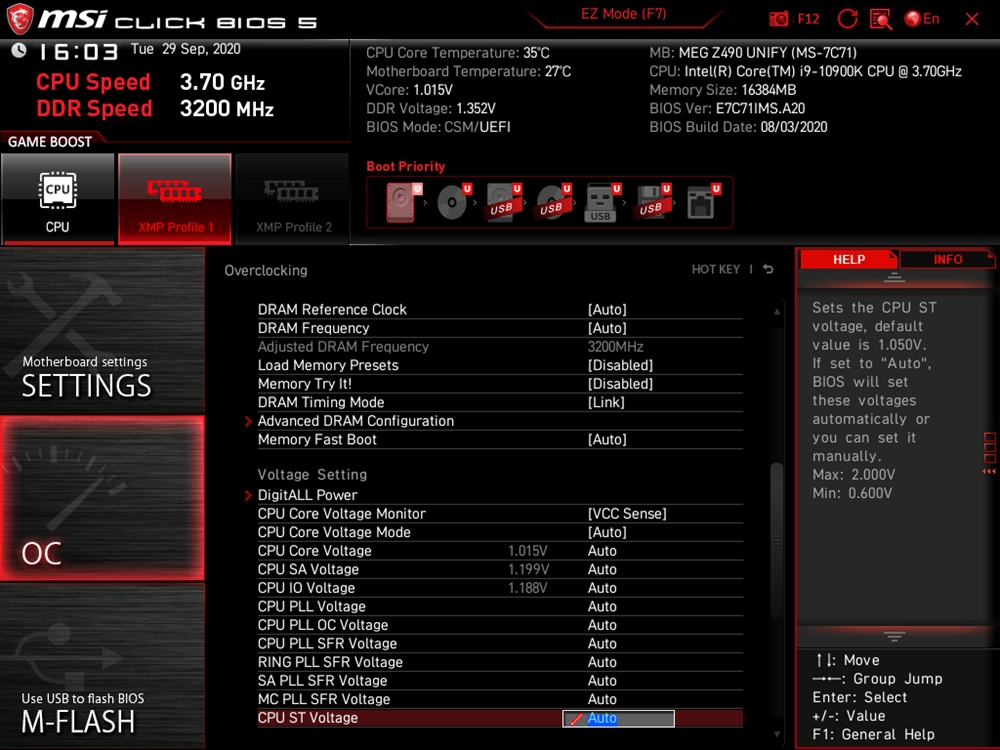 MSI MEG Z490 Unify BIOS 22