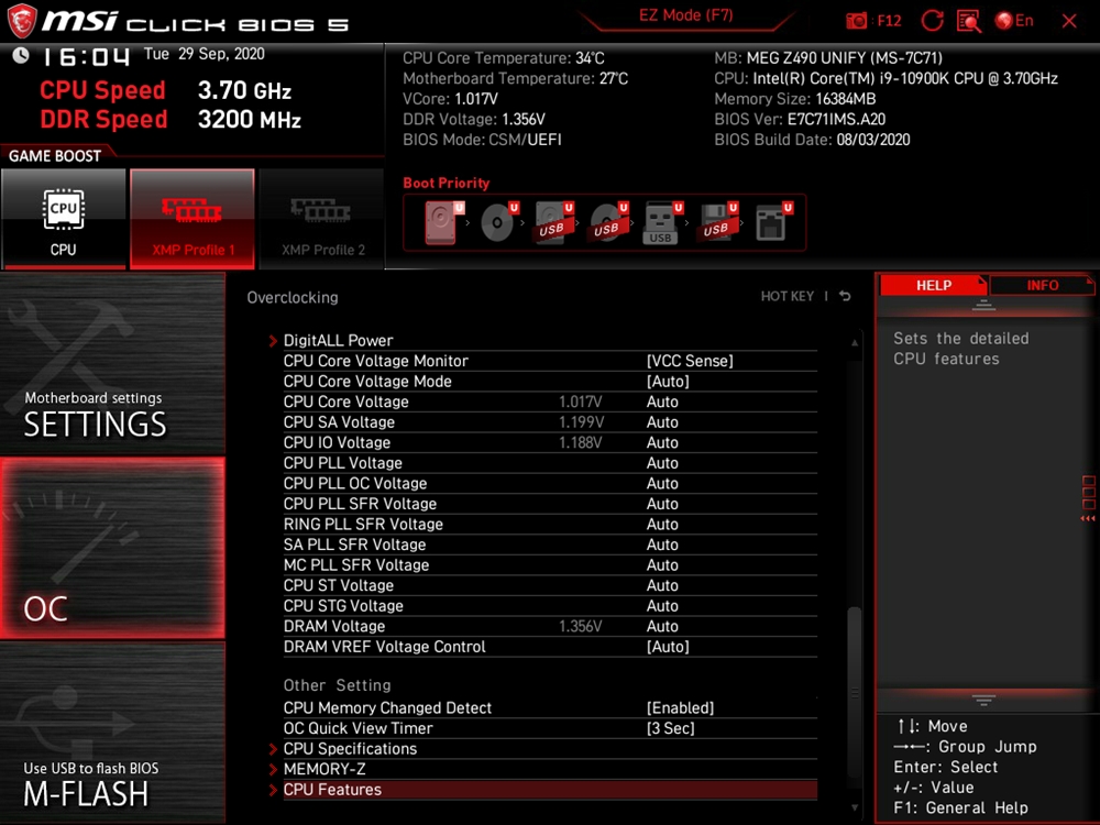 MSI MEG Z490 Unify BIOS 23