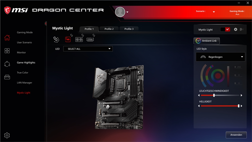 MSI MEG Z490 Unify Dragon Center 9