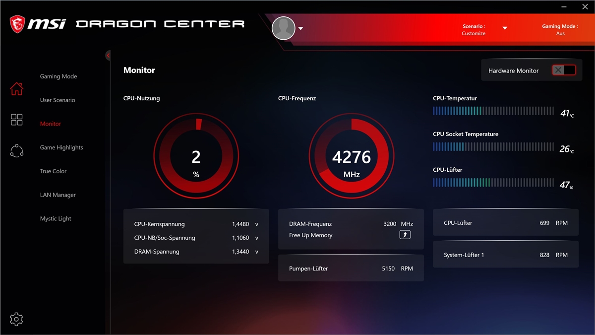 MSI MPG B550 Gaming Carbon WiFi Dragon Center 7