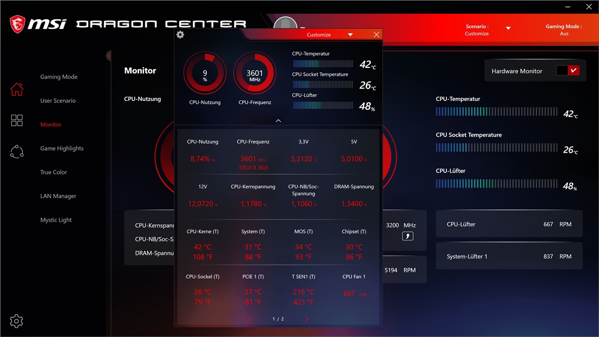 MSI MPG B550 Gaming Carbon WiFi Dragon Center 8