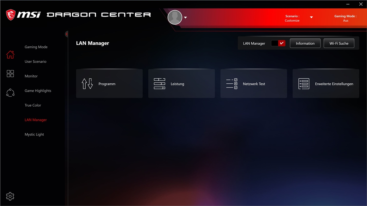 MSI MPG B550 Gaming Carbon WiFi Dragon Center 9