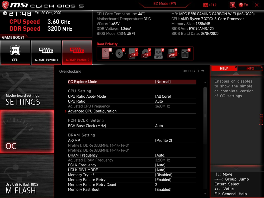MSI MPG B550 Gaming Carbon WiFi UEFI 22