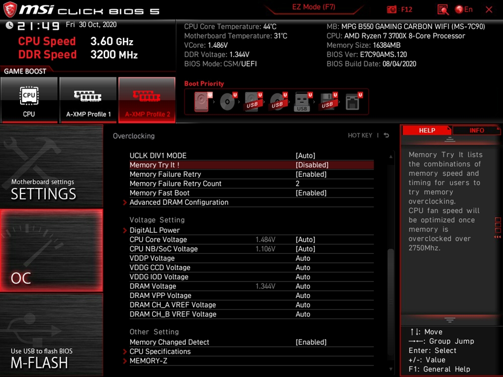 MSI MPG B550 Gaming Carbon WiFi UEFI 27