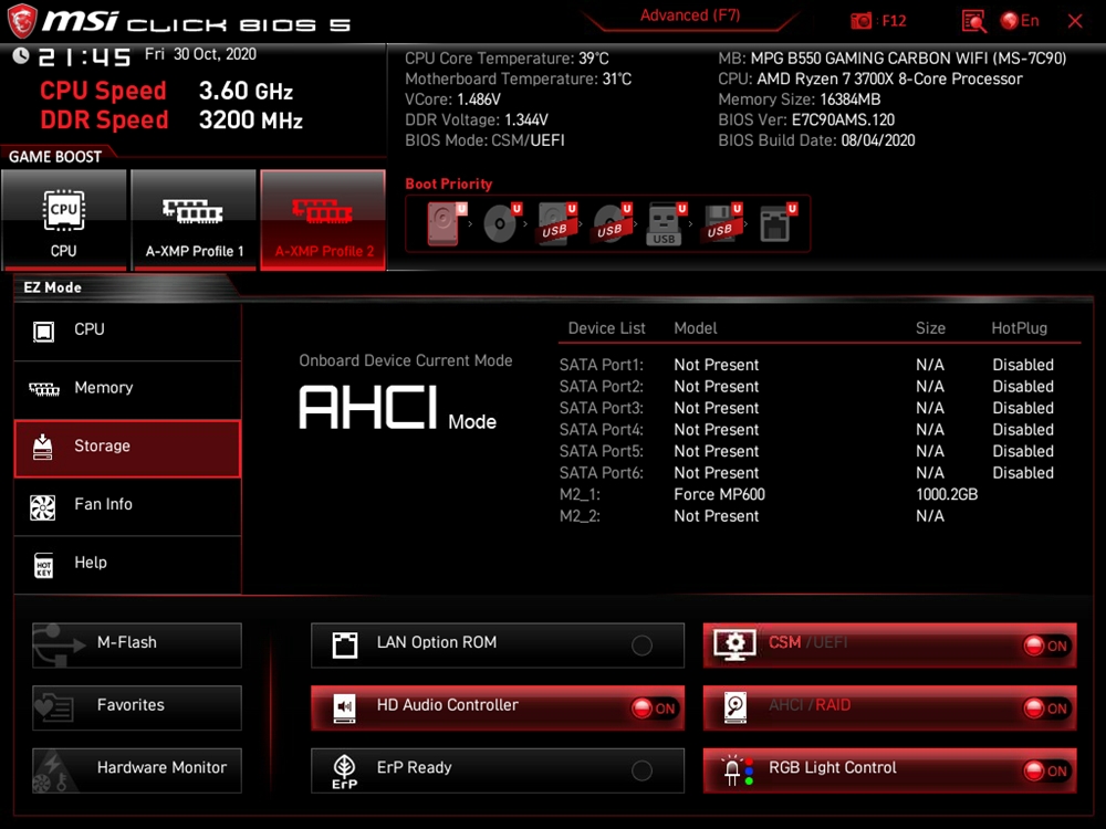 MSI MPG B550 Gaming Carbon WiFi UEFI 3