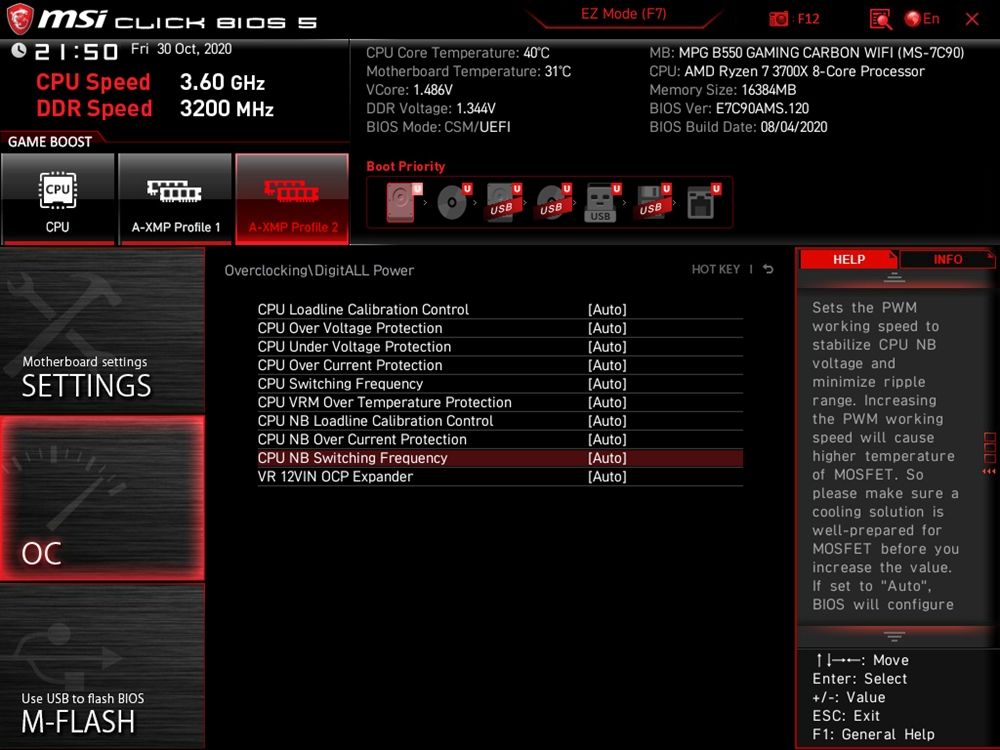 MSI MPG B550 Gaming Carbon WiFi UEFI 30