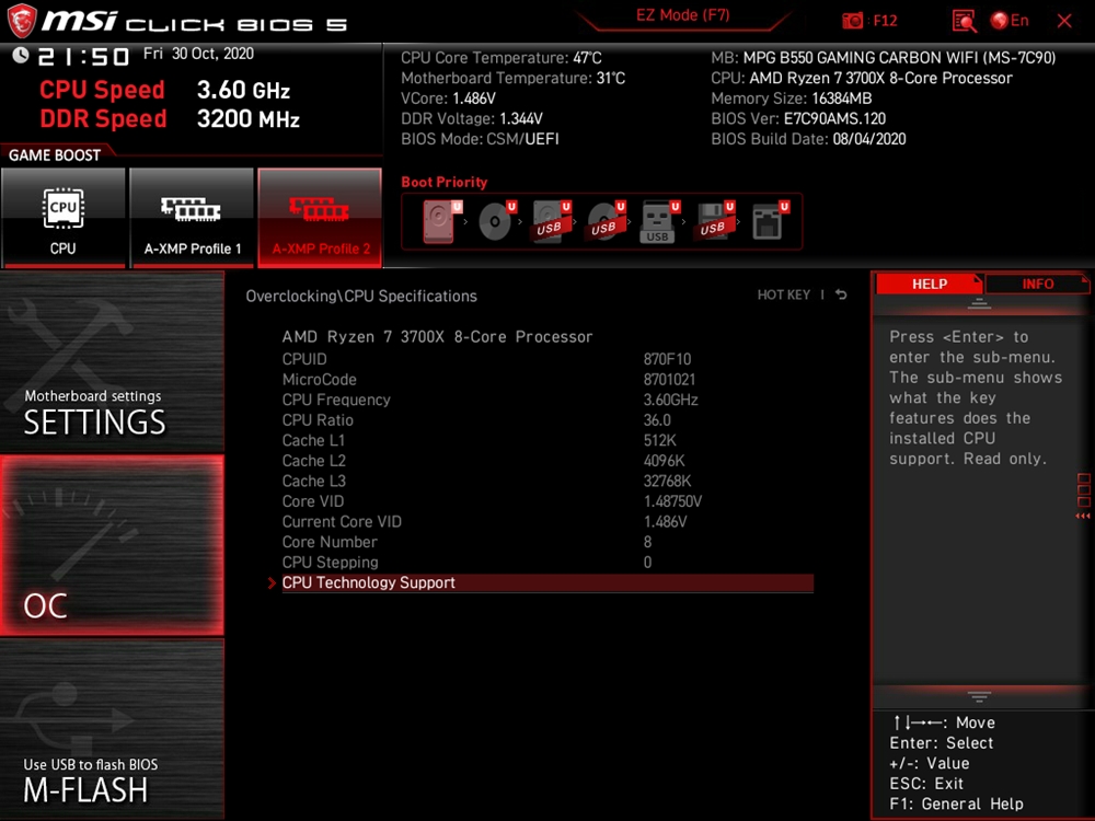MSI MPG B550 Gaming Carbon WiFi UEFI 31