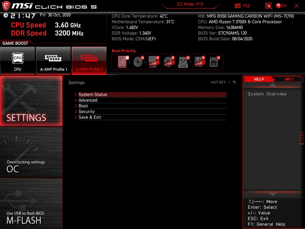 MSI MPG B550 Gaming Carbon WiFi UEFI 7