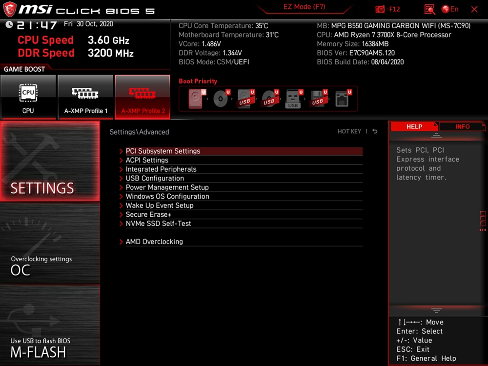 MSI MPG B550 Gaming Carbon WiFi UEFI 9