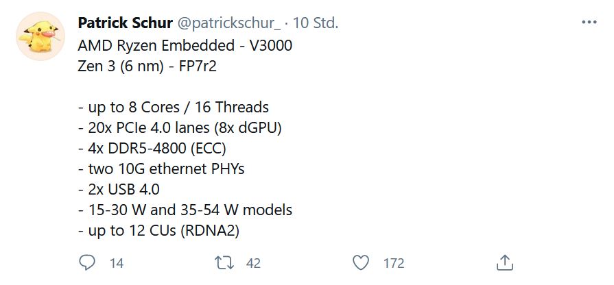 AMD Ryzen Embedded V3000 Leak