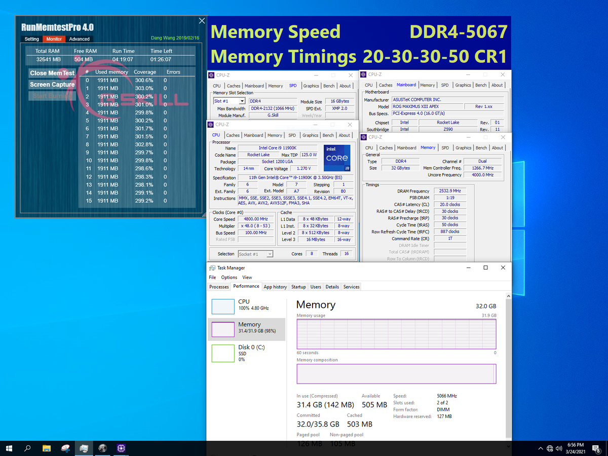 G Skill RAM Intel Z590 ddr4 5066 32GB