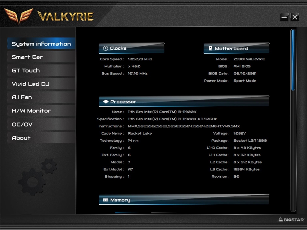 Biostar Z590I Valkyrie Software 1