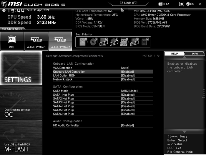 MSI B550 A PRO Bios 13