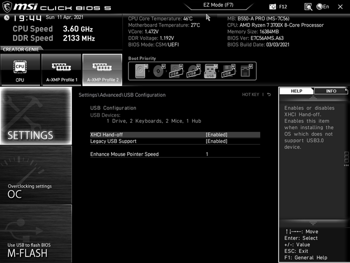 MSI B550 A PRO Bios 14