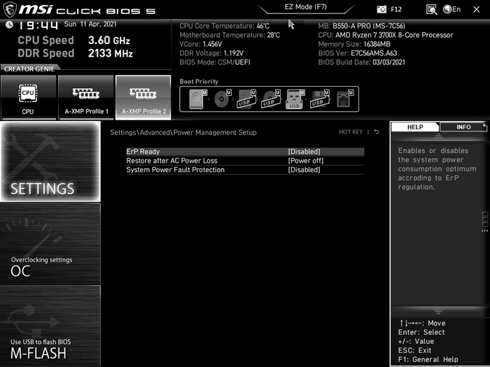 MSI B550 A PRO Bios 16