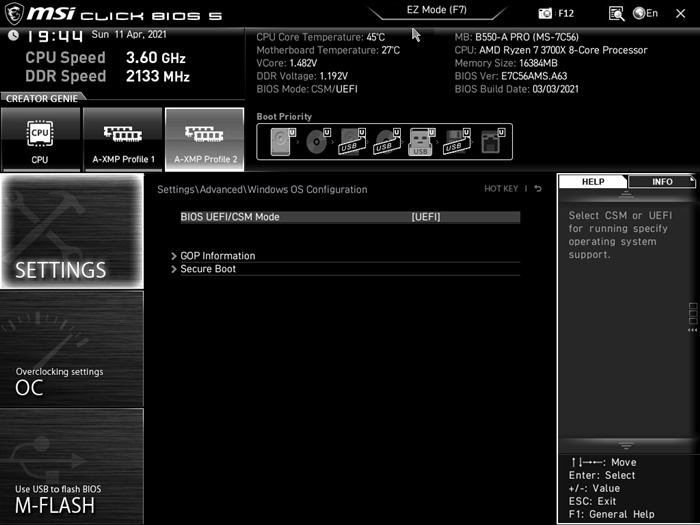 MSI B550 A PRO Bios 17