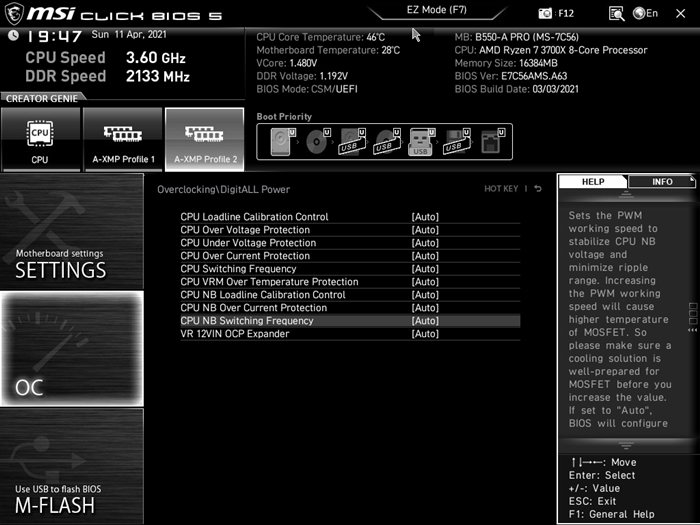 MSI B550 A PRO Bios 36