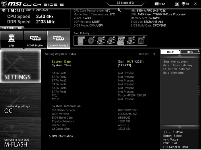 MSI B550 A PRO Bios 9