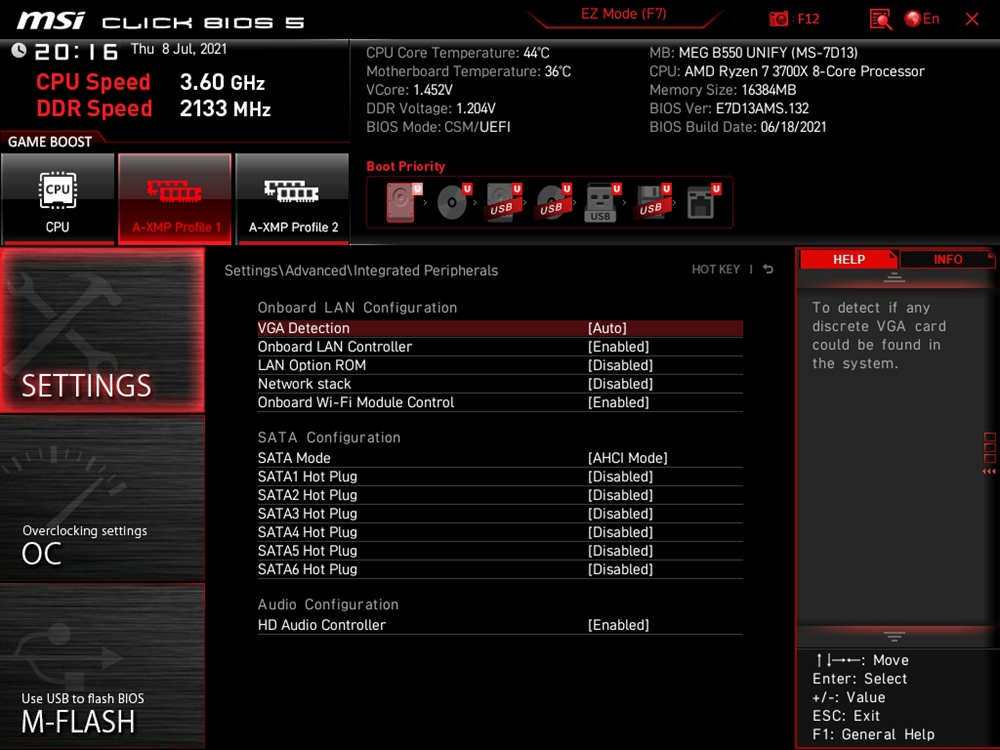 MSI MEG B550 Unify Bios 13