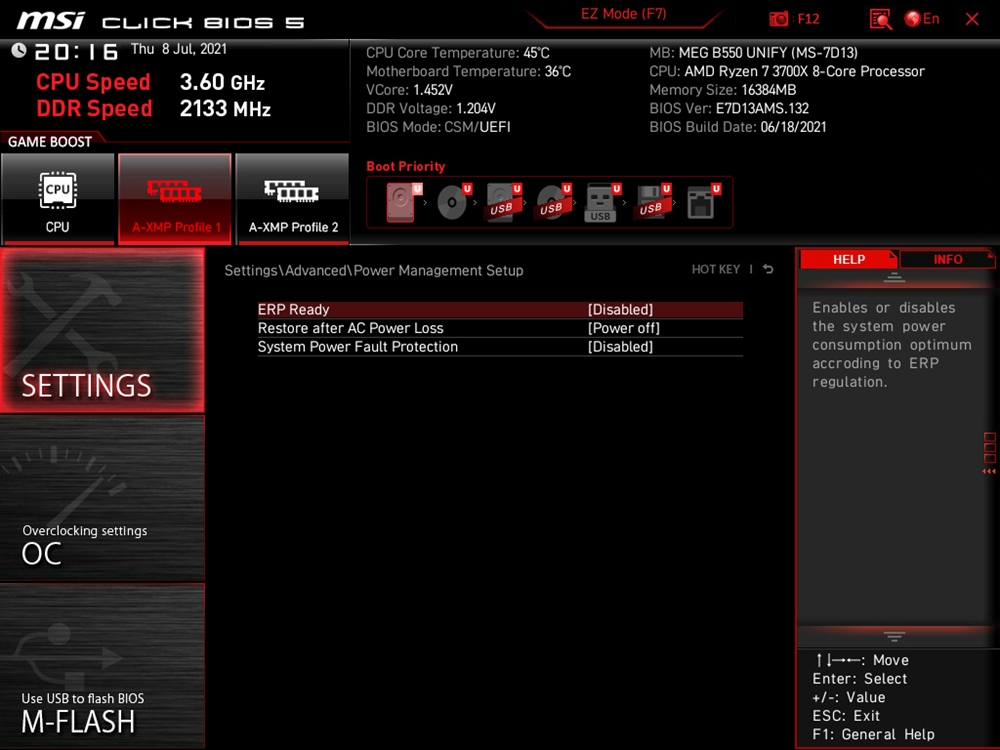 MSI MEG B550 Unify Bios 15