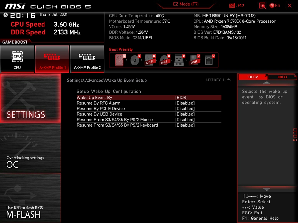 MSI MEG B550 Unify Bios 17