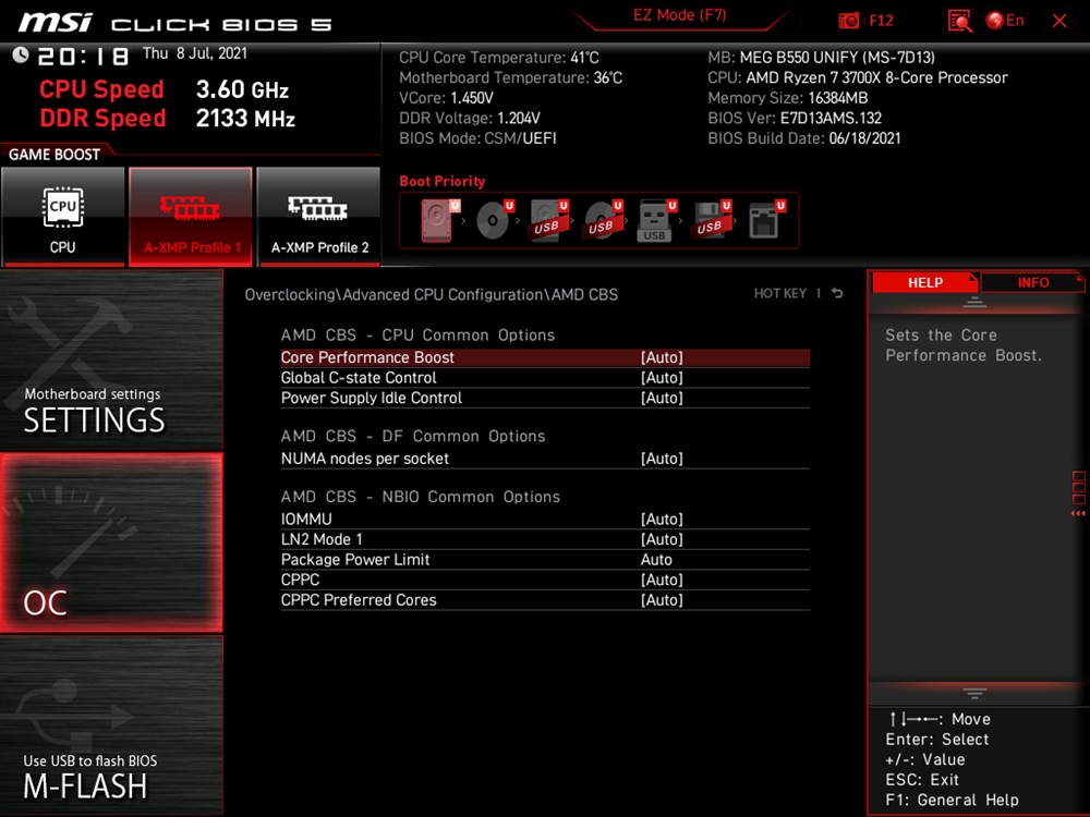 MSI MEG B550 Unify Bios 23