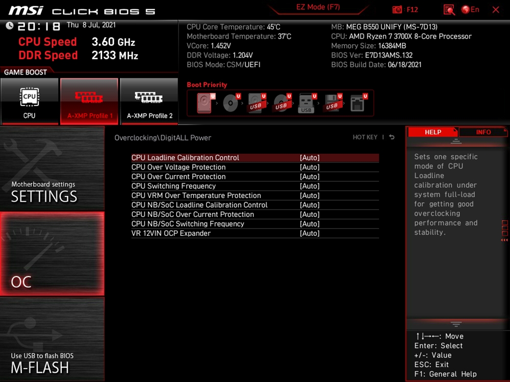 MSI MEG B550 Unify Bios 25