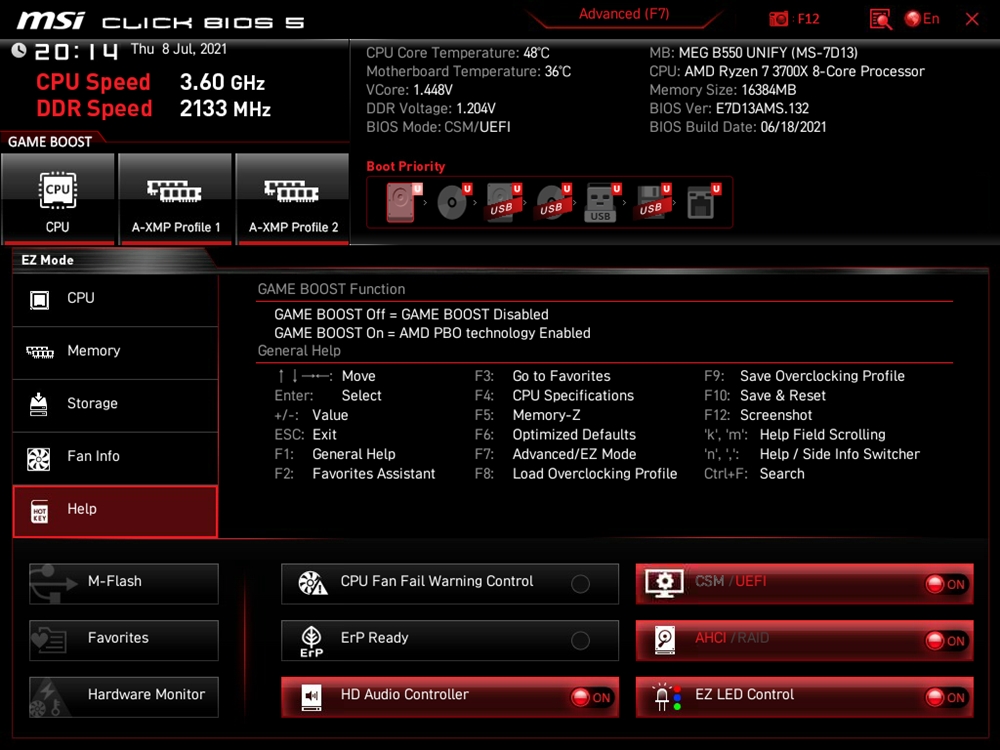 MSI MEG B550 Unify Bios 5