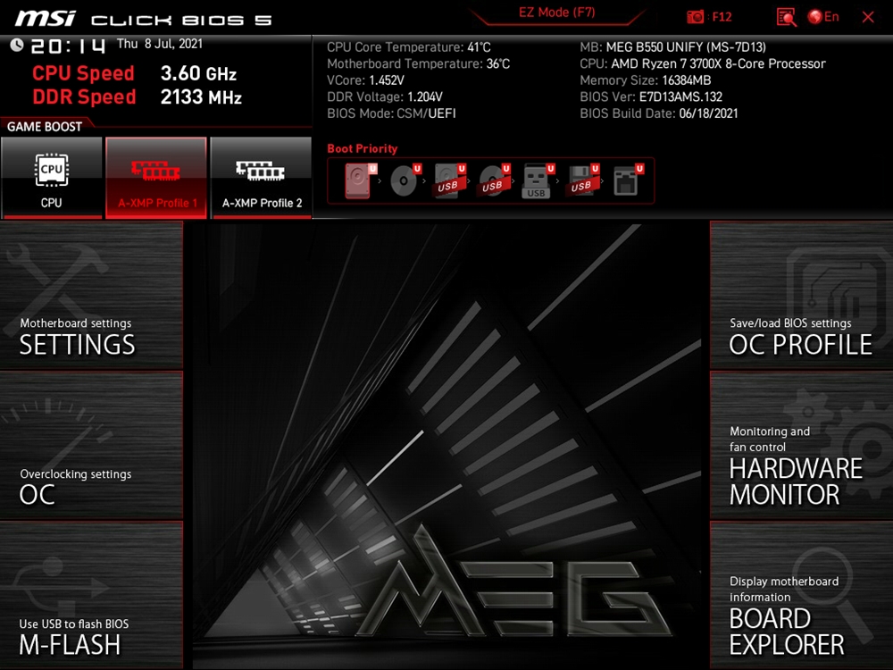 MSI MEG B550 Unify Bios 6