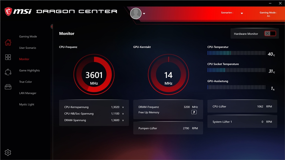 MSI MEG B550 Unify Dragon Center 5