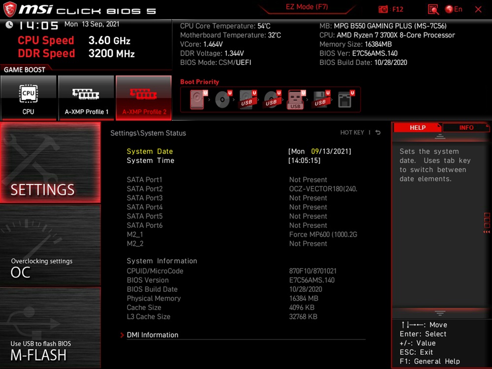 MSI MPG B550 Gaming Plus Bios 8