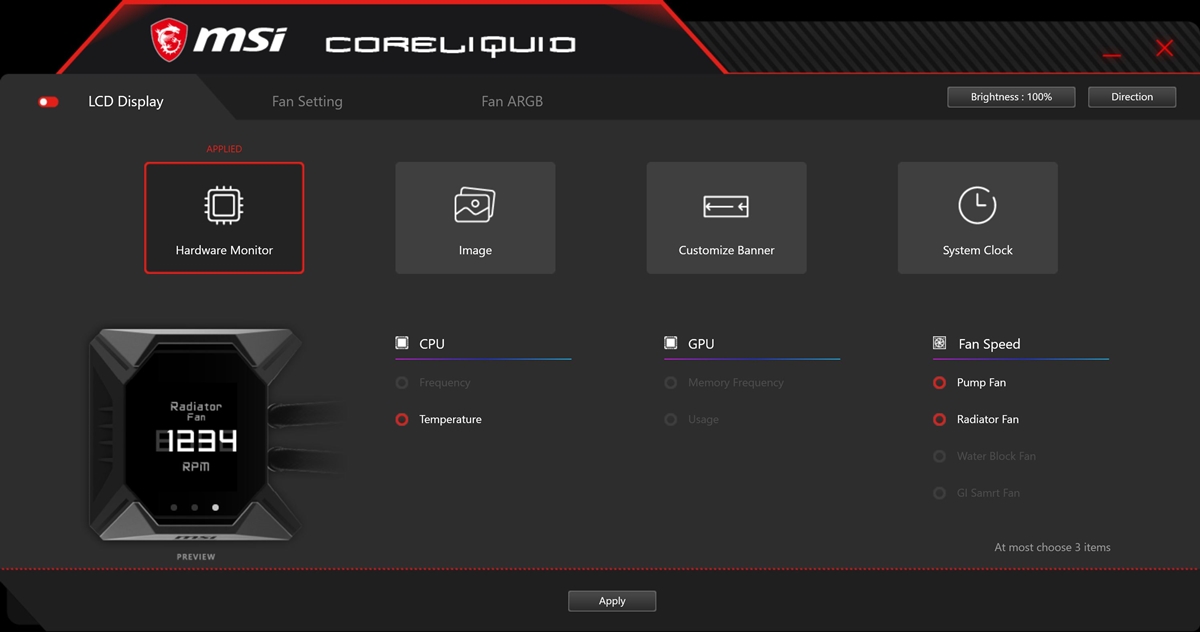 MSI MPG CoreLiquid K360 Software 1