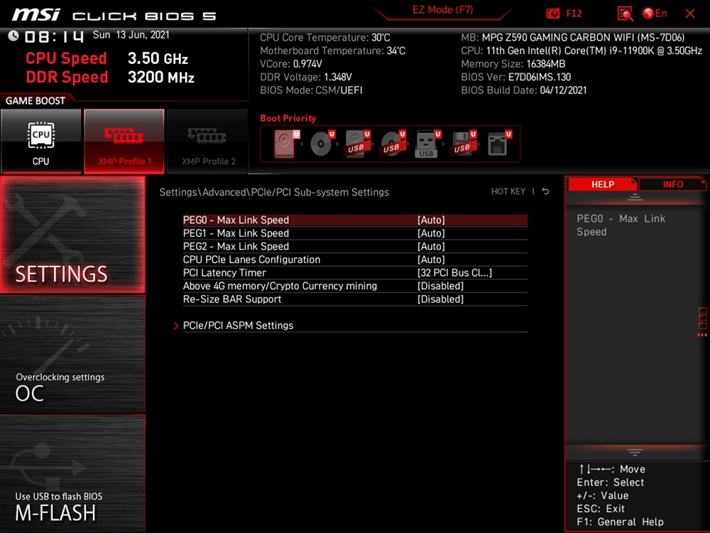 MSI MPG Z590 Gaming Carbon Wifi Bios 10