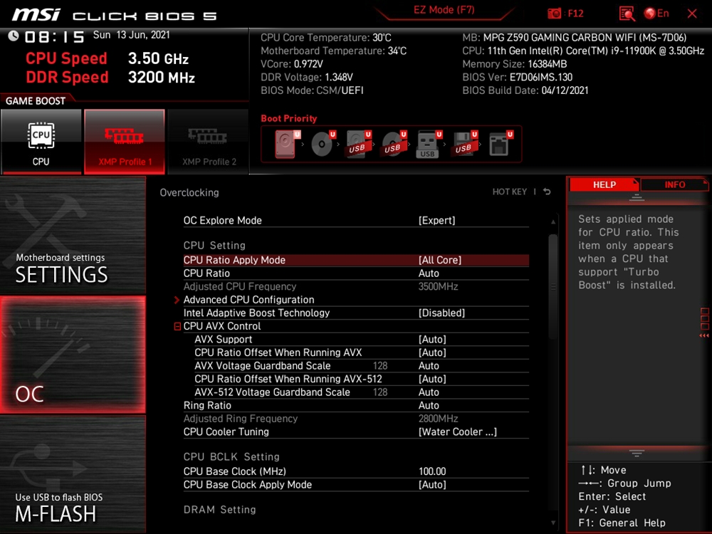 MSI MPG Z590 Gaming Carbon Wifi Bios 18